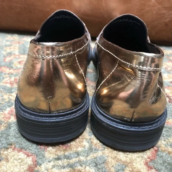 Cole Haan Shiny Gold Loafers - Picture 3 of 8